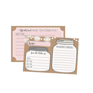 50 Double Sided Recipe Cards 4x6, Wedding Bridal Shower Card